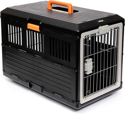 USA Pet Carrier & Crate 21'' - Premium Collapsible Design for Cats and Dogs - Portable Kennel for Small Pets - Indoor/Outdoor - 360-Degree Ventilation & Hard Plastic Wall Protection