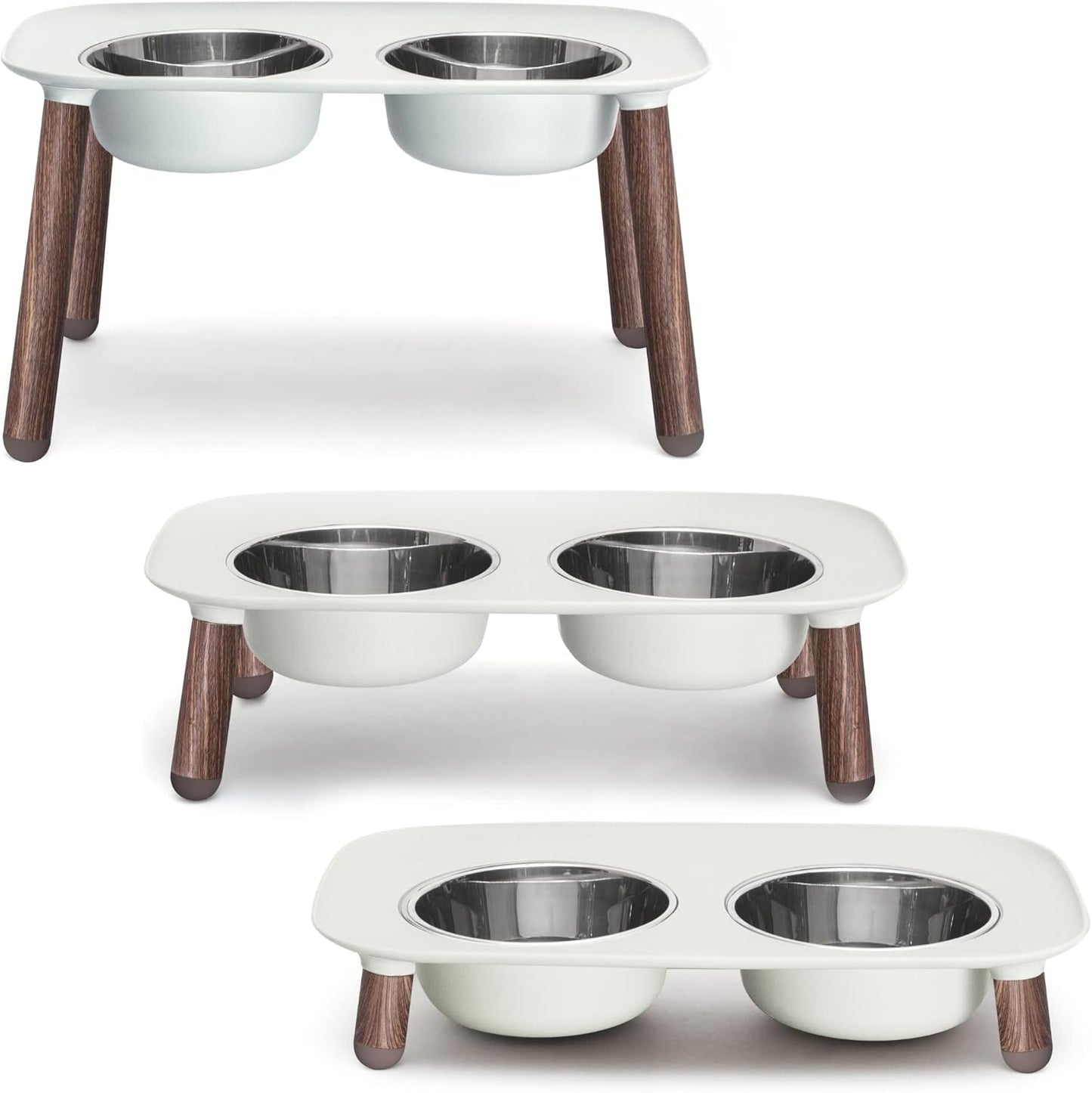 Elevated Double Feeder with Stainless Bowls | Adjustable Height 3”, 5”, or 10” | Adjustable Standing Feeder for Dogs | 5 Cups per Bowl | Dark Grey
