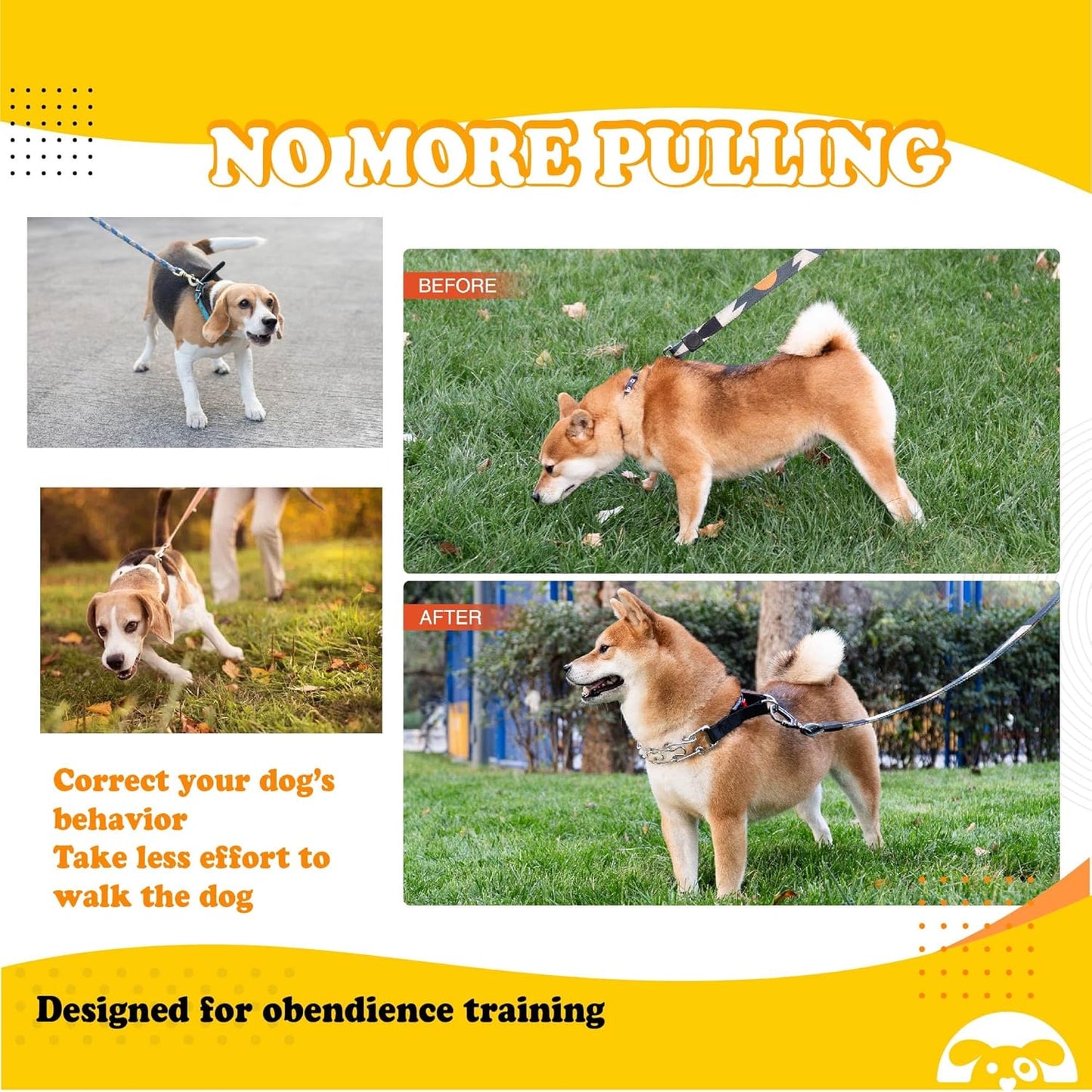 Adjustable Prong Collar for Dogs, No Pull Dog Training Collar with Quick Release Buckle, Prong Collar for Large Dogs with Nylon Cover, Suitable for Small, Medium, Large Dogs