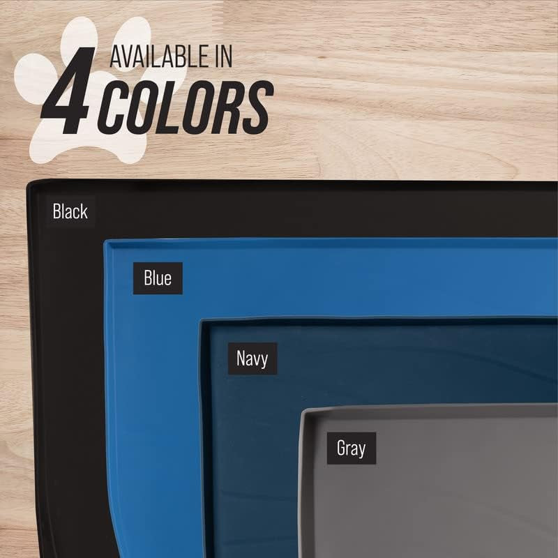 Fountain Mat, Silicone Water Mat Designed for Pet Fountains, Dog Gravity Water Bowls, Mats for Automatic Dispensing Cat Feeders up to 14" Diameter (Large - 26 X 25 Inches, Black)