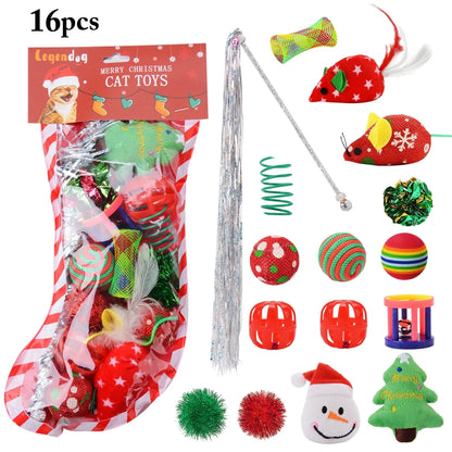 Interactive Christmas Cat Toy, Gift Set, Indoor, 18 Piece