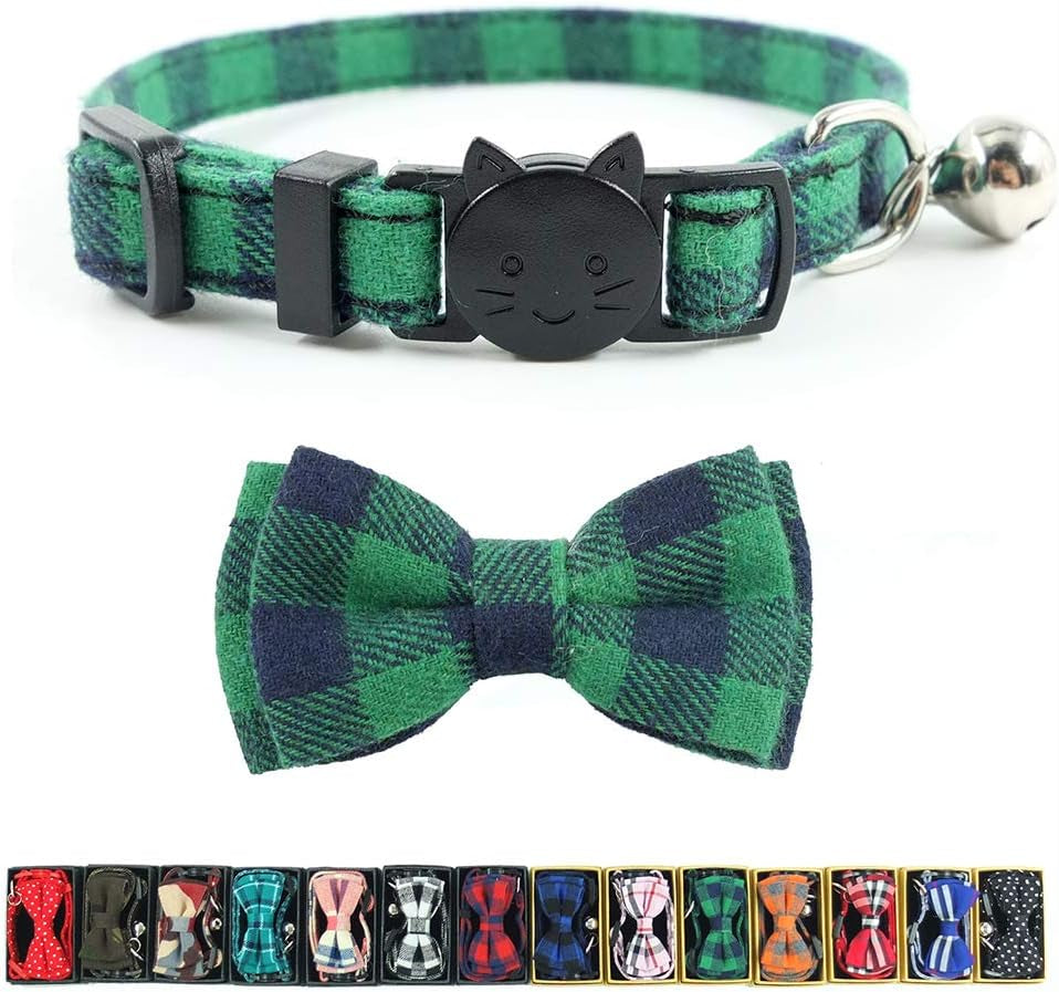 Cat Collar Bowtie with Bell, Quick Release Buckle Safety and Durable Kitties Kittens Cats Breakaway Collar(6.8-10.8In) (Camouflage 2)