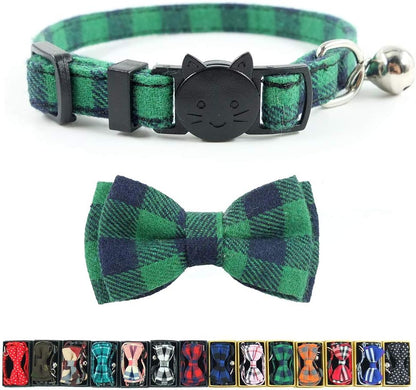 Cat Collar Bowtie with Bell, Quick Release Buckle Safety and Durable Kitties Kittens Cats Breakaway Collar(6.8-10.8In) (Camouflage 2)