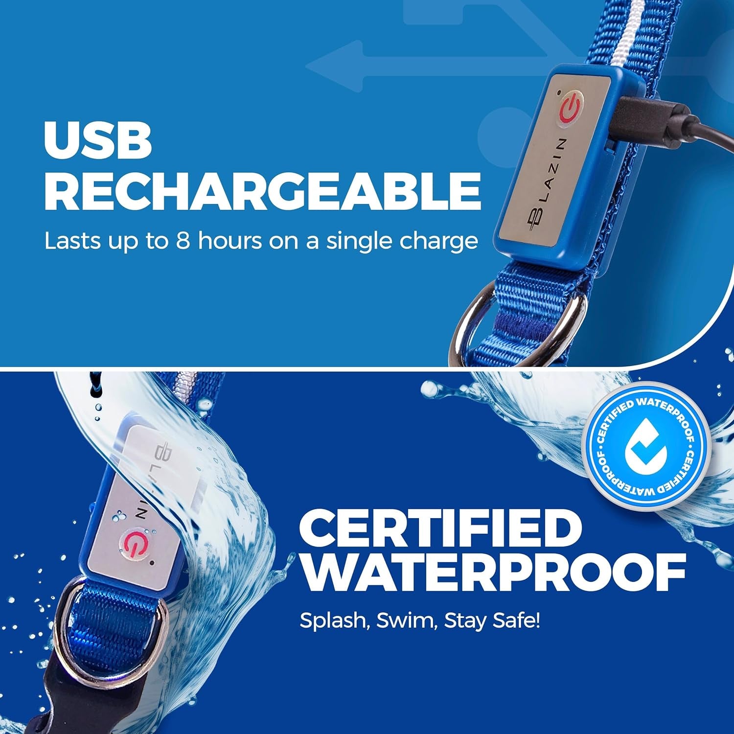 Light up Dog Collar - the Original LED Dog Collar - USB Rechargeable - Waterproof - 1,000 Feet of Visibility - Dog Collar Light for Small, Medium, Large Dogs - USA Brand