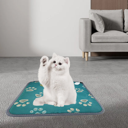 Pet Heating Pad, Waterproof Heated Bed Mat for Cats Dogs Puppies Bed Indoor, Electric Warming Pad Heating Blanket with Anti- Steel Cord, Dual Temperature Dual Control, 17.7Inch