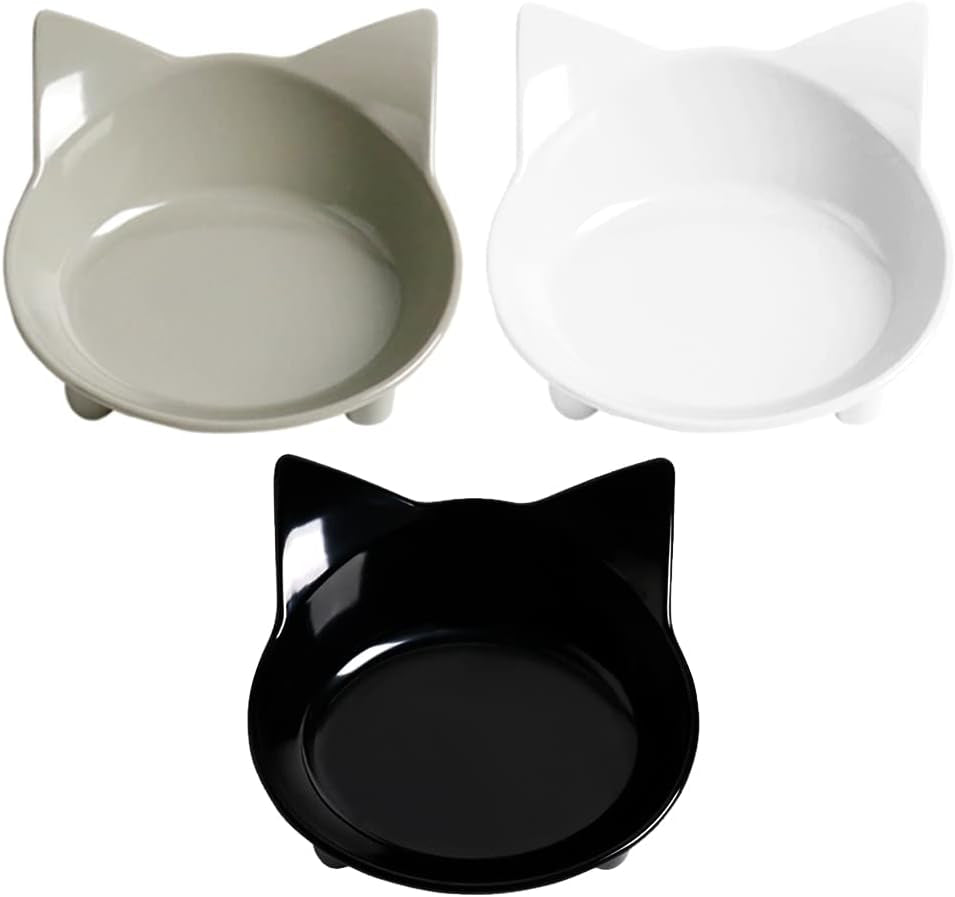 Non-Slip Cat Food Dish - Shallow Bowls for Stress Relief & Preventing Vomiting - Wide for Cats & Small Animals