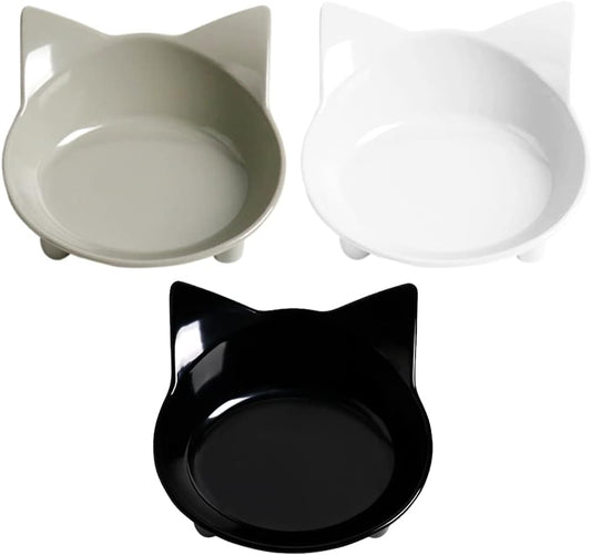 Non-Slip Cat Food Dish - Shallow Bowls for Stress Relief & Preventing Vomiting - Wide for Cats & Small Animals