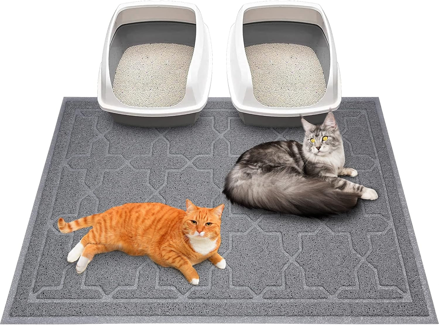 Cat Litter Mat, 35.4"X23.6" Litter Box Mat with Litter Lock Mesh, Soft Cat Litter Mat Litter Trapping Mat, Easy to Clean, Non-Slip, Water Resistant, Litter Free Floors, Dark Grey