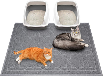 Cat Litter Mat, 35.4"X23.6" Litter Box Mat with Litter Lock Mesh, Soft Cat Litter Mat Litter Trapping Mat, Easy to Clean, Non-Slip, Water Resistant, Litter Free Floors, Dark Grey