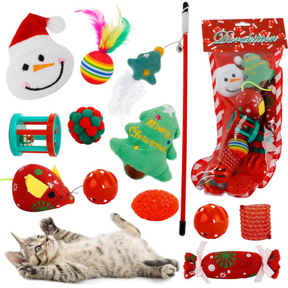 Interactive Christmas Cat Toy, Gift Set, Indoor, 18 Piece