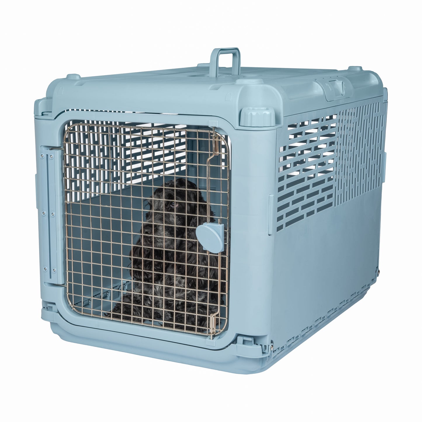 , Dog Kennels, 30" Collapsible Plastic Pet Kennel/Crate, Blue, Medium