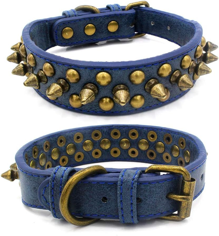 Mushrooms Spiked Rivet Studded Adjustable Pu Leather Pet Collars for Cats Puppy Dogs