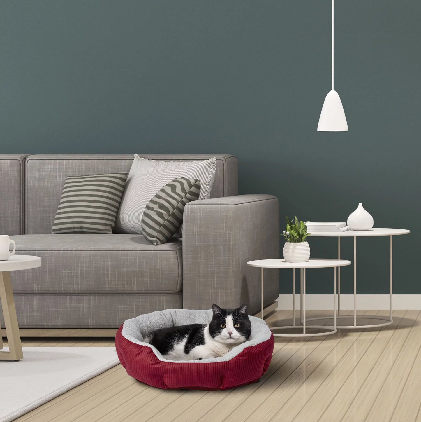 Cuddler Small Cat / Dog Bed Gift Set, Red and Black/White Buffalo Plaid