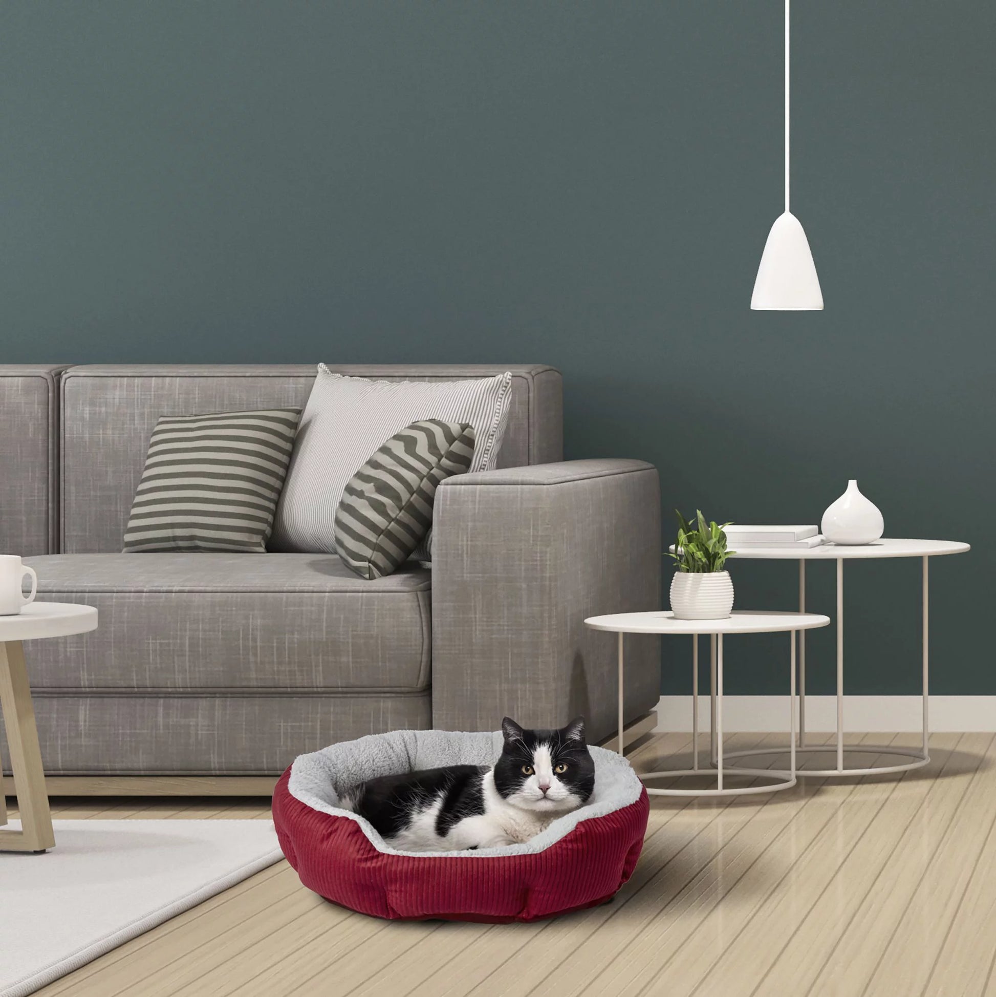 Cuddler Small Cat / Dog Bed Gift Set, Red and Black/White Buffalo Plaid