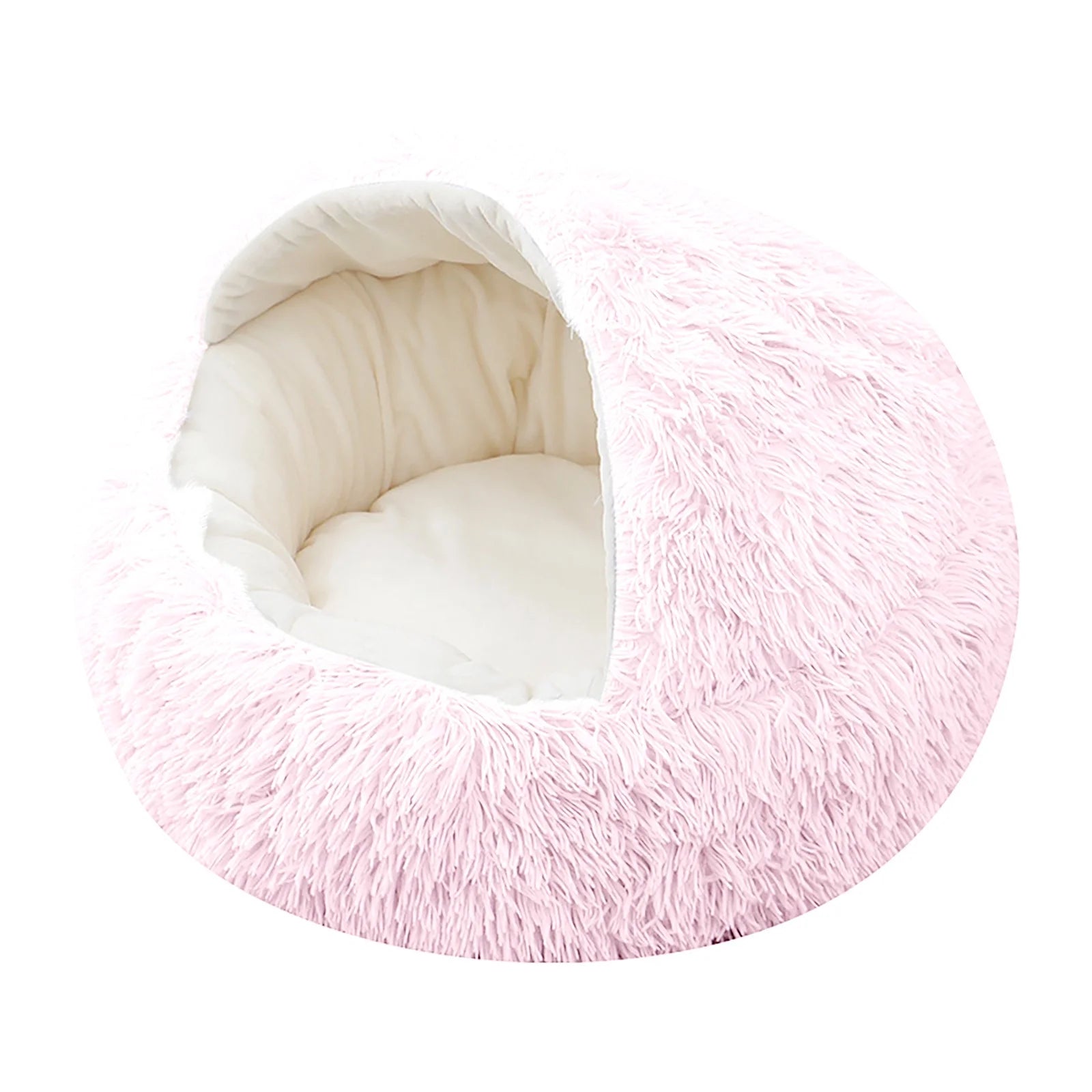 Calming Dog Beds & Cat Cave Bed with Hooded Cover,Removable Washable round Beds for Small Medium Pets,Anti-Slip Faux Fur Fluffy Coved Bed for Improved Sleep,Fits up to 11 Lbs