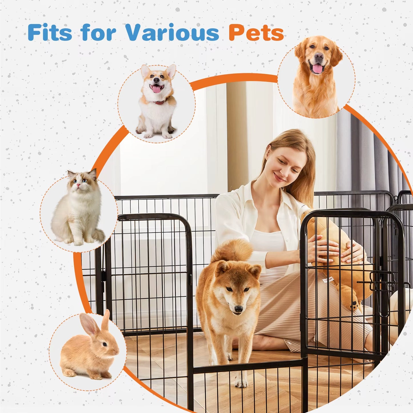 8 Panel Dog Playpen Indoor Pet Fence Exercise for Yard Gate Heavy Duty Crates with Doors Metal Dog Pen for Camping Outdoor