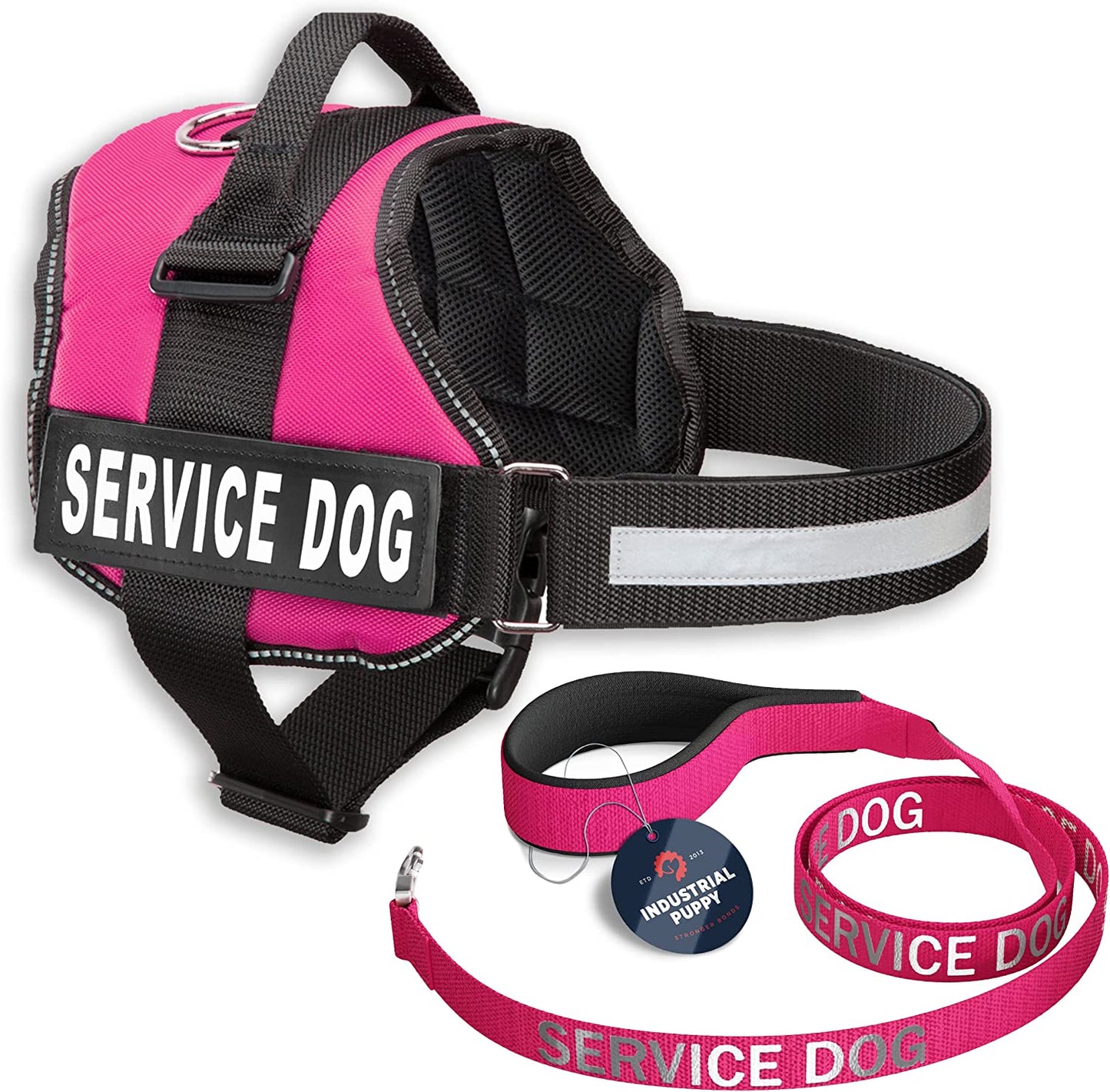 Service Dog Vest with Hook and Loop Straps & Matching Leash Set - Harnesses from XXS to XXL - Service Dog Harness Features Reflective Patch and Comfortable Mesh Design (Red, Small)