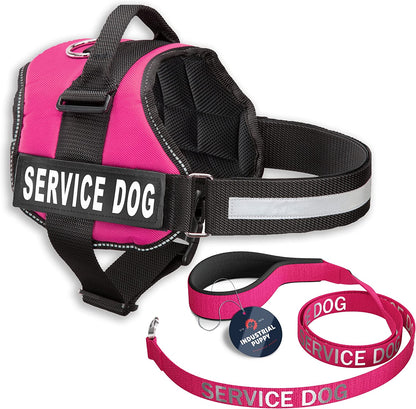 Service Dog Vest with Hook and Loop Straps & Matching Leash Set - Harnesses from XXS to XXL - Service Dog Harness Features Reflective Patch and Comfortable Mesh Design (Red, Small)