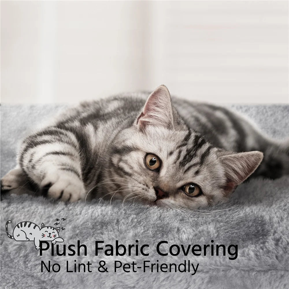 62.2''H Multi Level Cat Tree Tower with Condos Foam-Padded Perches, Light Gray