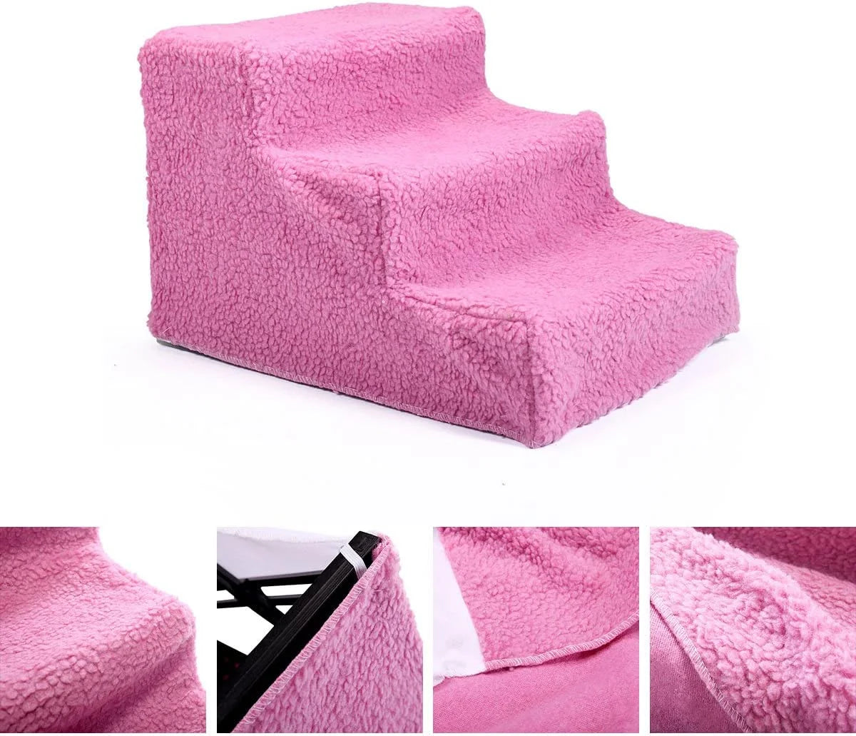 Dog Stairs for Small Dogs - 3 Steps Pet Stairs for High Beds and Couch, Non-Slip Folding Dog Steps Portable Pet Stairs for Dog and Cats,3 Step