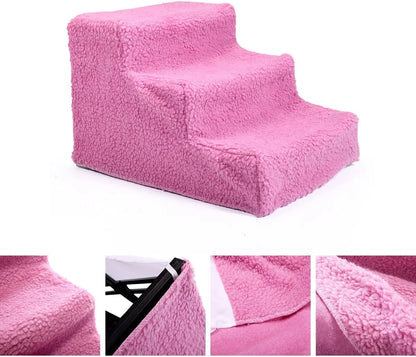 Dog Stairs for Small Dogs - 3 Steps Pet Stairs for High Beds and Couch, Non-Slip Folding Dog Steps Portable Pet Stairs for Dog and Cats,3 Step