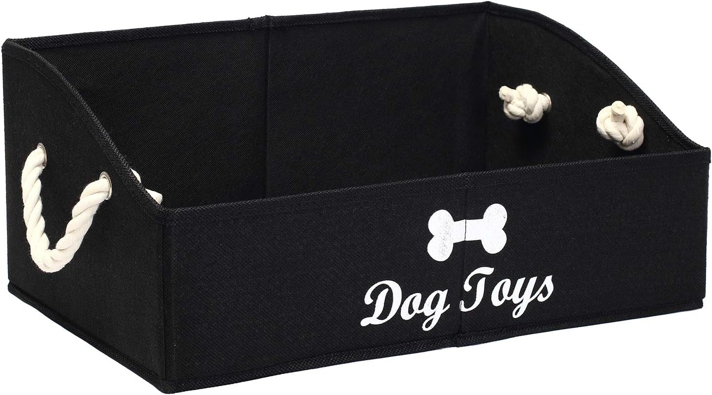 Large Dog Toy Bin Puppy Shallow Toy Baskets Dog Toy Storage Perfect for Living Room Playroom Closet Home Organization - Grey