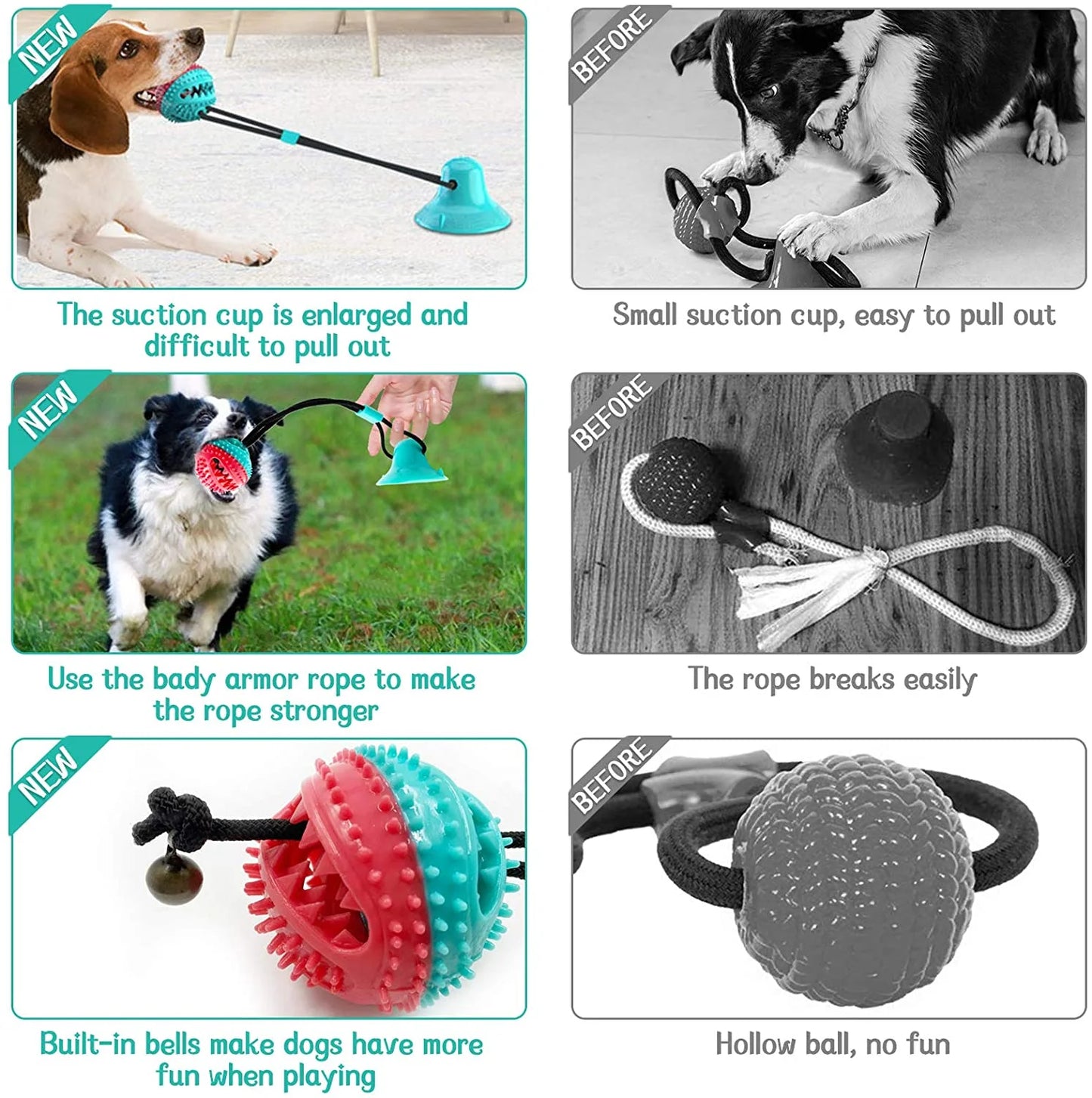 Dog Chew Toy - Dog Puzzle Treat Food Dispensing Ball Toys - Fixed Chew Toys for Aggressive Chewers