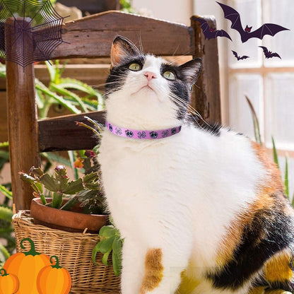 Breakaway Cat Collar with Bell Charm, 2 Packs Adjustable Kitty Collars Pink & Black Skull Pattern, 7.8-11.8 In