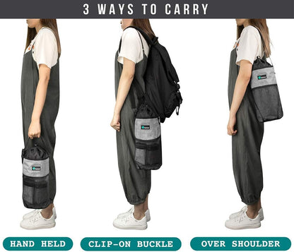 Travel Dog Food Bag Pet Collapsible Dog Bowls Set, Dog Kibble Bag, Pet Food Water Bowls for Dogs Cats, Foldable Waterproof Dog Camping Bowls Cup Dish Accessories for Hiking, Heather Gray