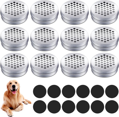12 Pack Dog Scent Work Tins, Dog Scent Training Box, Pet Nose Metal Container with 12 Magnetic Dots, Smell Training Kit Smell Canisters Aluminum Cans for Pet (Hexagon)
