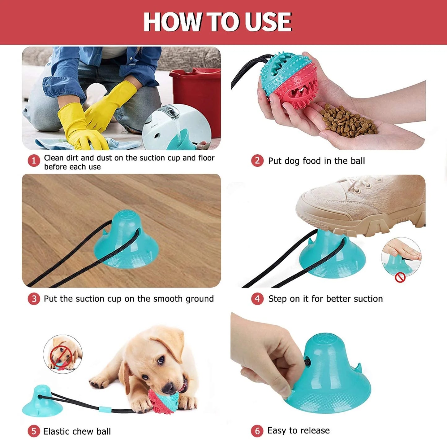 Dog Chew Toy - Dog Puzzle Treat Food Dispensing Ball Toys - Fixed Chew Toys for Aggressive Chewers