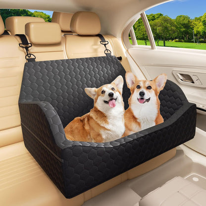 Dog Car Seat for Small Dogs, Elevated Dog Booster Seat Pet Travel Carrier Bed for Car with Adjustable Straps Pet Car Booster Seat for Small Dogs Cats