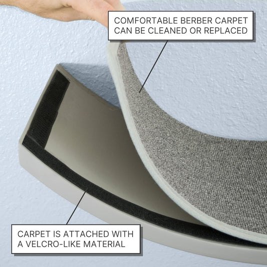 22 Inch Lotus Leaf Cat Shelf in White with Replaceable Carpet, Playing, Climbing, & Lounging Cat Shelves and Perches for Wall, Cat Hammock Bed Furniture for Large Cats