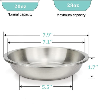 Stainless Steel Cat Bowls, Whisker Fatigue Relief Cat Food Dish, Metal Shallow Wide Large Replacement Plate for Dog and Pet, Ideal for Raised Elevated Pet Feeding Station Stand