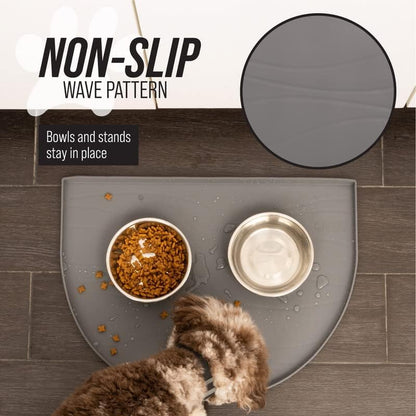 Fountain Mat, Silicone Water Mat Designed for Pet Fountains, Dog Gravity Water Bowls, Mats for Automatic Dispensing Cat Feeders up to 12" Diameter (Medium - 20 X 15 Inches, Black)