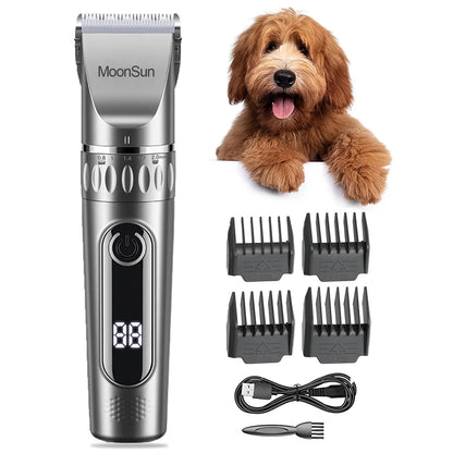 5-Speed Adjustable Rechargeable Dog & Cat Grooming Clippers Kit with 1 X Silver Dog Clipper