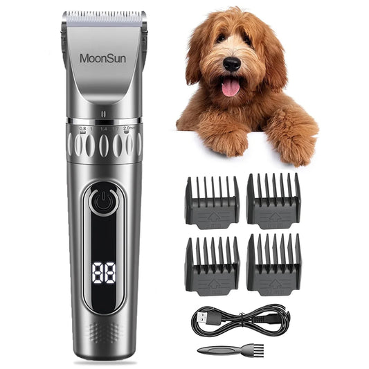 5-Speed Adjustable Rechargeable Dog & Cat Grooming Clippers Kit with 1 X Silver Dog Clipper