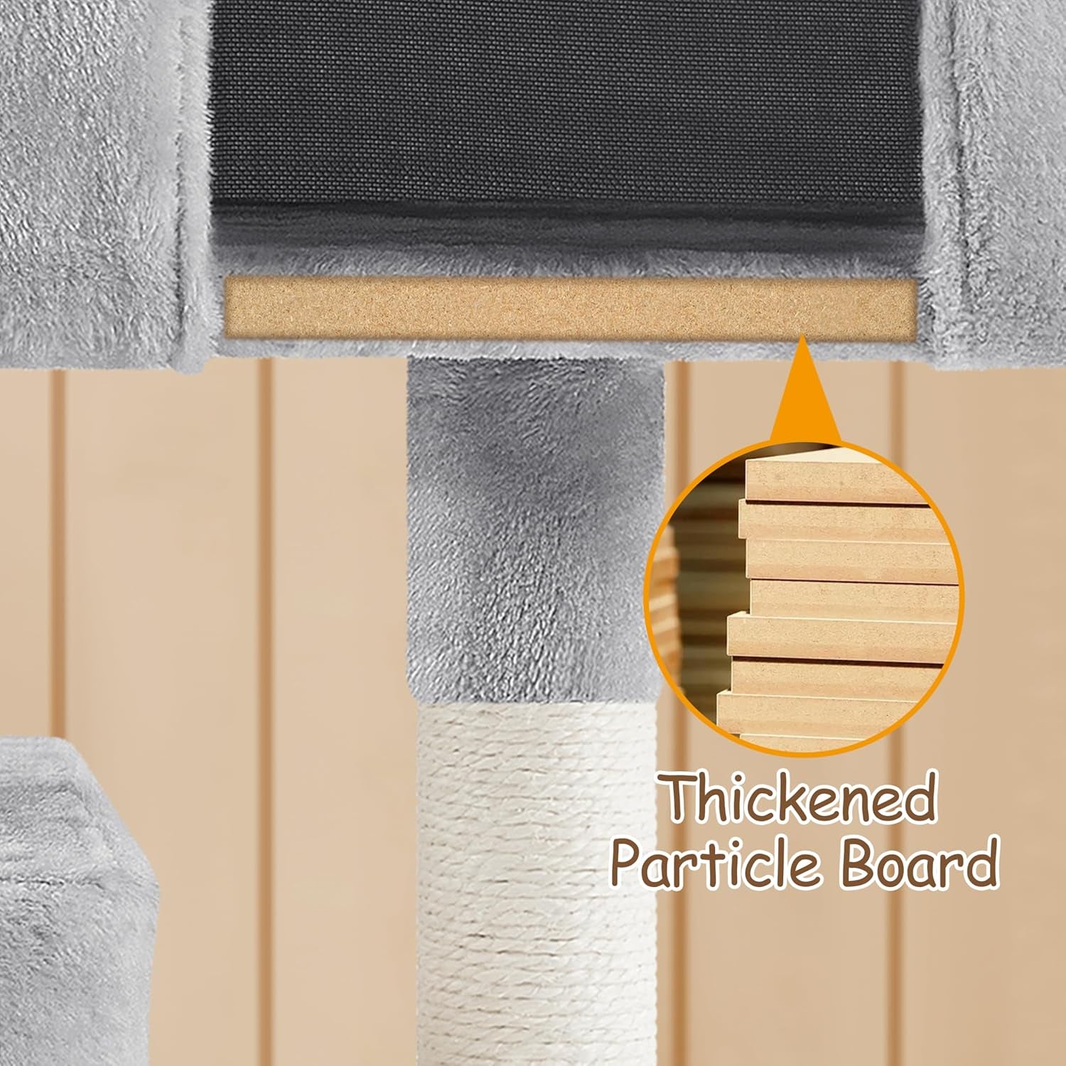 33.5In Cat Tree Tower for Indoor Cats W/2 Cozy Plush Condos, Oversized Perch & Sisal Scratching Posts, Stable Cat Stand House for Large Cats & Pets, Light Gray