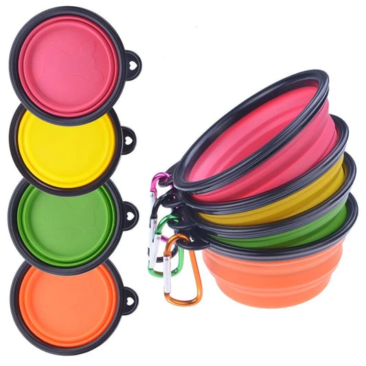 4-Pack Collapsible Dog Bowls – Portable Travel Water & Food Bowls with Carabiner Clips, Foldable Pet Dishes
