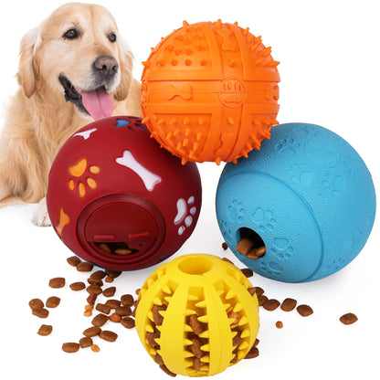 4 Pack Large Dog Treat Ball, Interactive Food Dispensing Puppy Puzzle Toy, Natural Rubber
