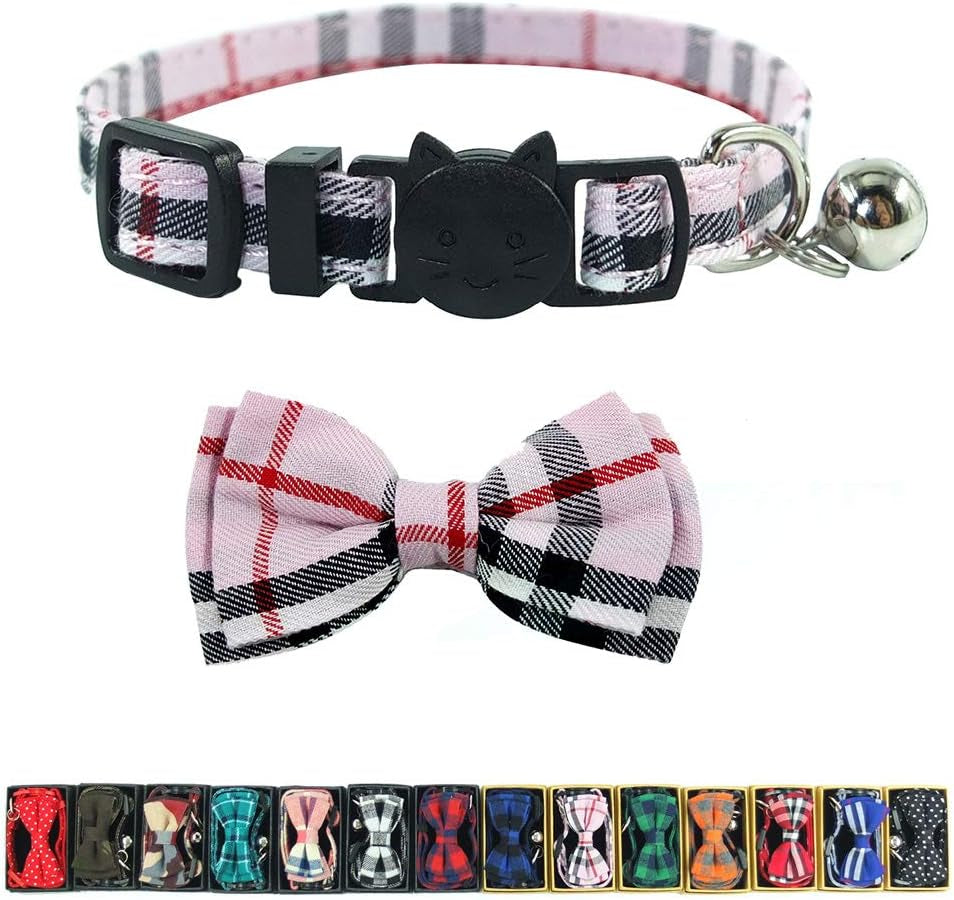Cat Collar Bowtie with Bell, Quick Release Buckle Safety and Durable Kitties Kittens Cats Breakaway Collar(6.8-10.8In) (Camouflage 2)