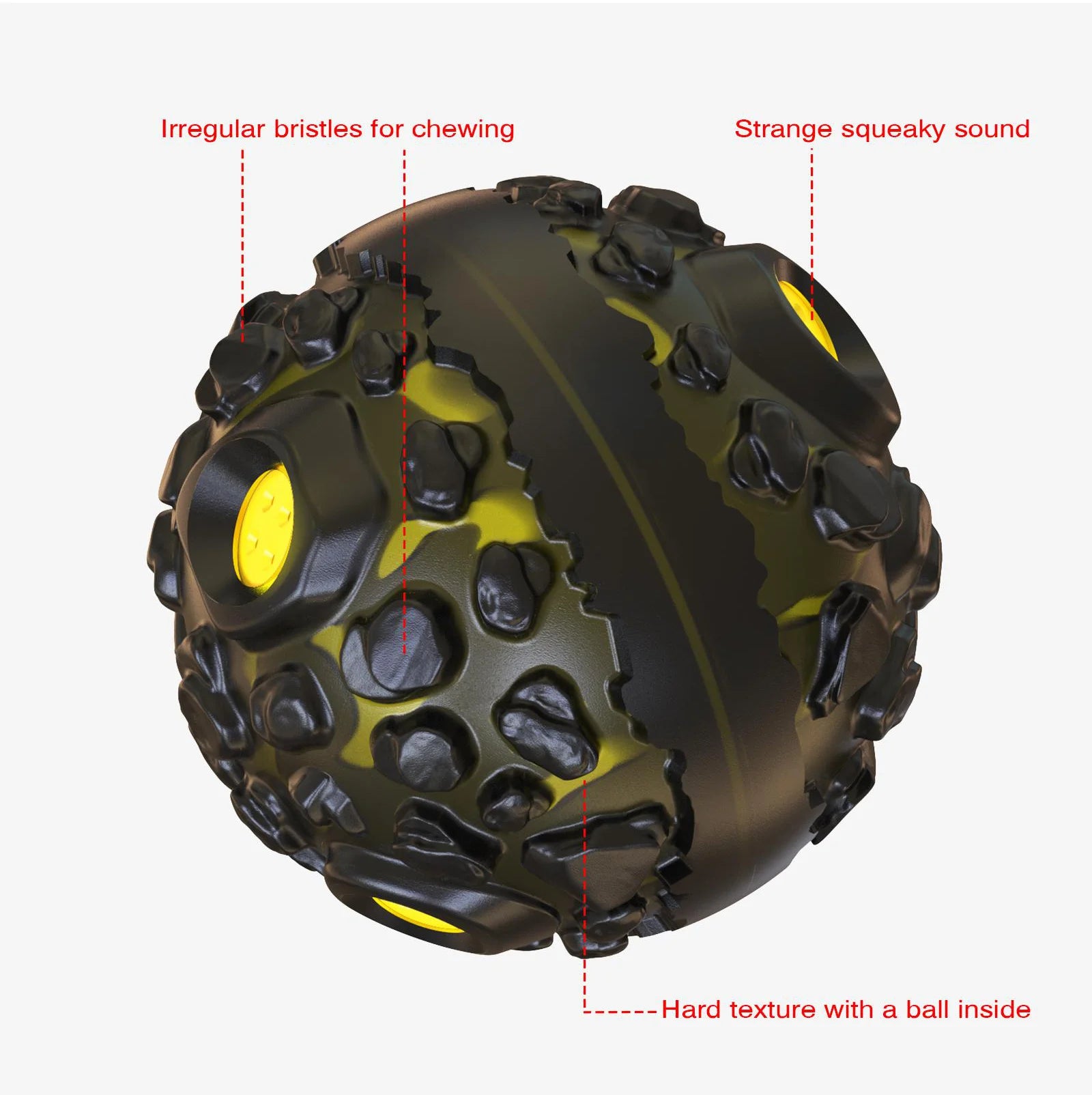 Dog Squeaky Toys Ball for Aggressive Chewers, Durable Tough Chew Toys for Teeth Cleaning