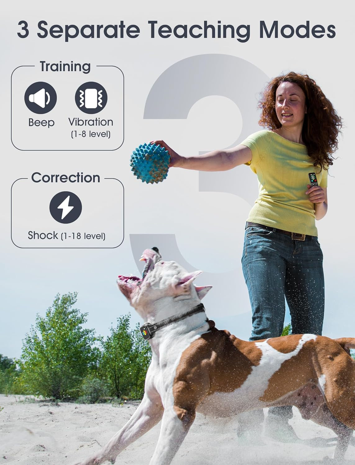 Dog Training Collar with Remote, Smart Dog Shock Collar with 3 Training Modes and Training Icons, Waterproof Electric Dog Shockers for Large and Medium Dogs (8-120 LBS)