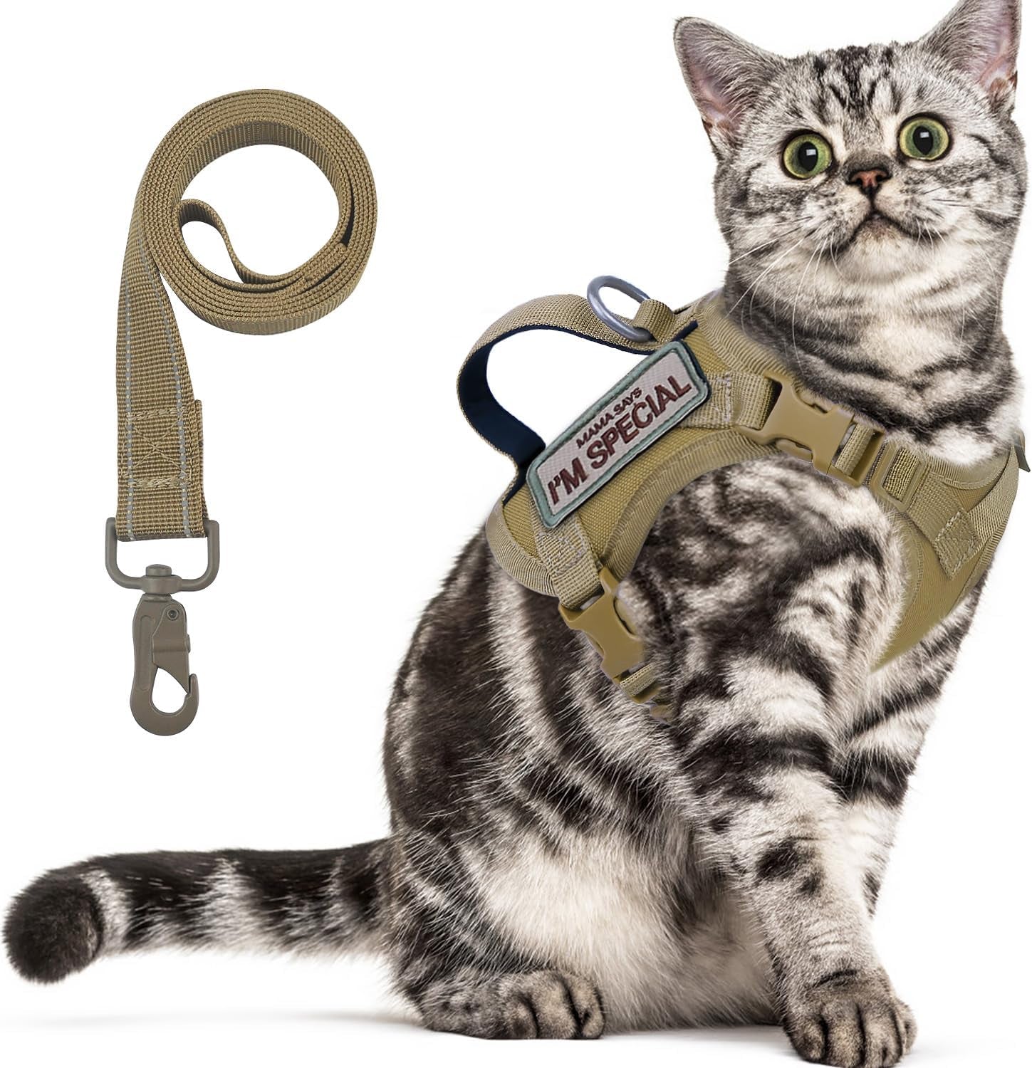 Tactical Cat Vest Adjustable Kitten Harness No Pull Puppy Vest for Walking Outdoor Training with Soft Easy Control Handle Xs XXS
