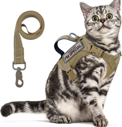 Tactical Cat Vest Adjustable Kitten Harness No Pull Puppy Vest for Walking Outdoor Training with Soft Easy Control Handle Xs XXS