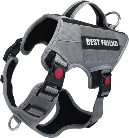 Tactical Working Dog Vest Harness - No-Pull Service Dog Jacket with Reflective Hook & Loop Patches - Padded Handle, Buckles with Quick Release Buttons, Adjustable Straps - Blue, Small