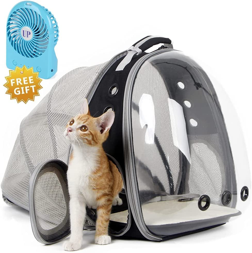 Cat Travel Backpack with Fan, Fit up to 12 Lbs, Space Capsule Astronaut Clear Bubble Window Pet Backpack for Kitten and Small Puppy Green