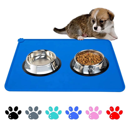 Silicone Waterproof Dog Cat Pet Food Mats Tray -FDA Grade Dog Pet Cat Feeding Mat-Pink
