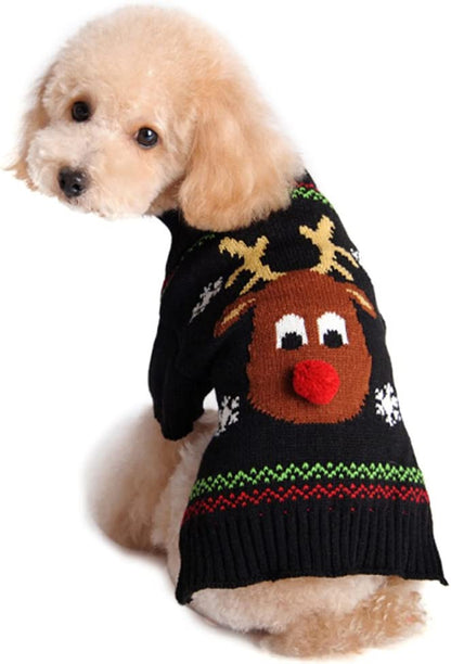 Rudolph the Red Nosed Reindeer Sweater Pet Holiday Clothes Cat Sweater Dog Sweater Winter Clothing Teddy Poodle Autumn Winter Clothes Dog Clothes (Red Nose, Xx-Small)