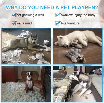 Dog Cage Crate Heavy Duty Sturdy Metal 48/42/36" Large Pet Dog Kennel Fence for Training, Indoor and Outdoor Dog Fence with Lockable Wheels and Plastic Tray and Double Door and Lock Design,Black